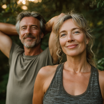 Активні люди виконують вправи для суглобів на природі